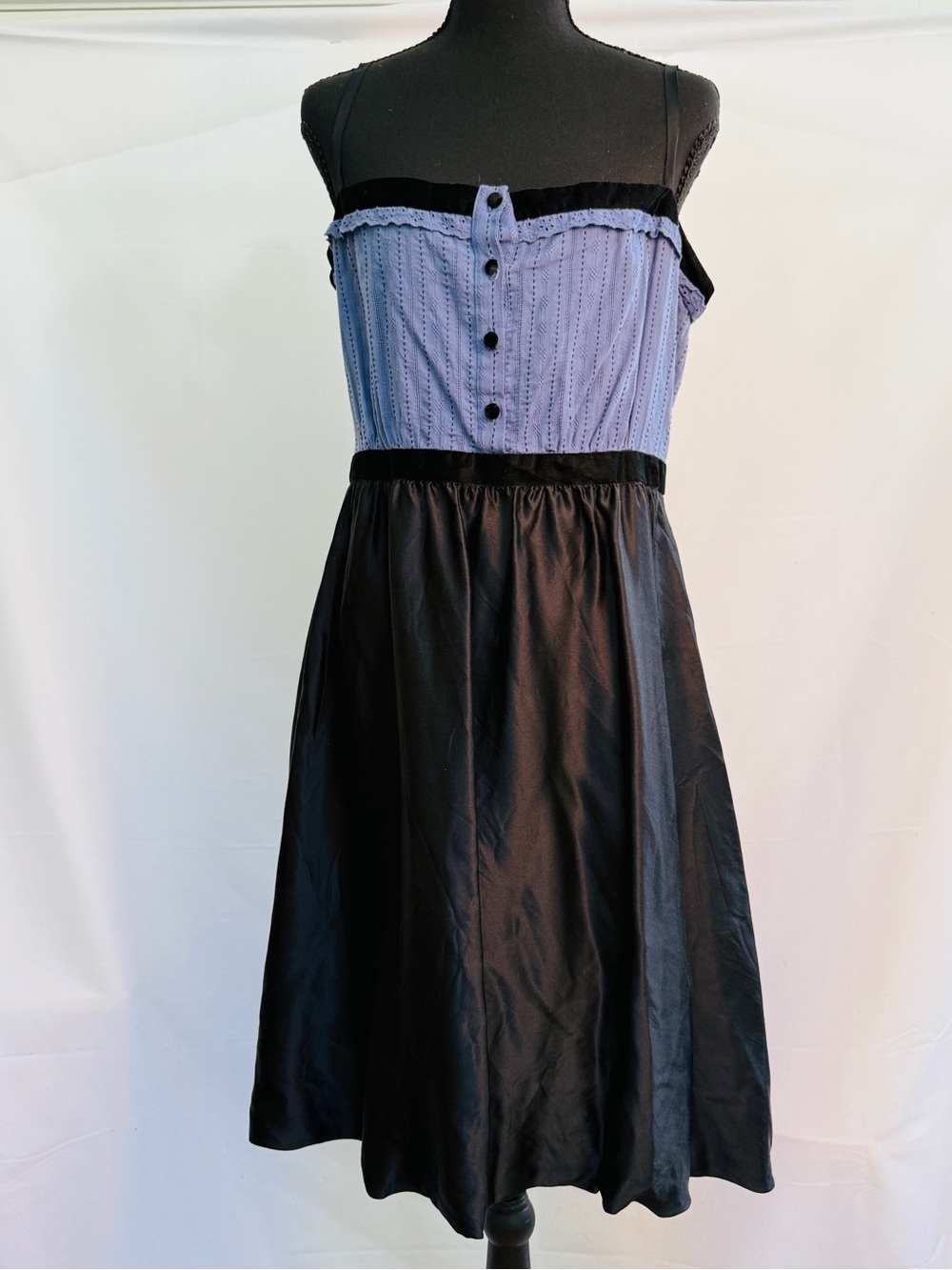 BCBGMaxAzria Lavender and Black Spaghetti Strap Midi Dress